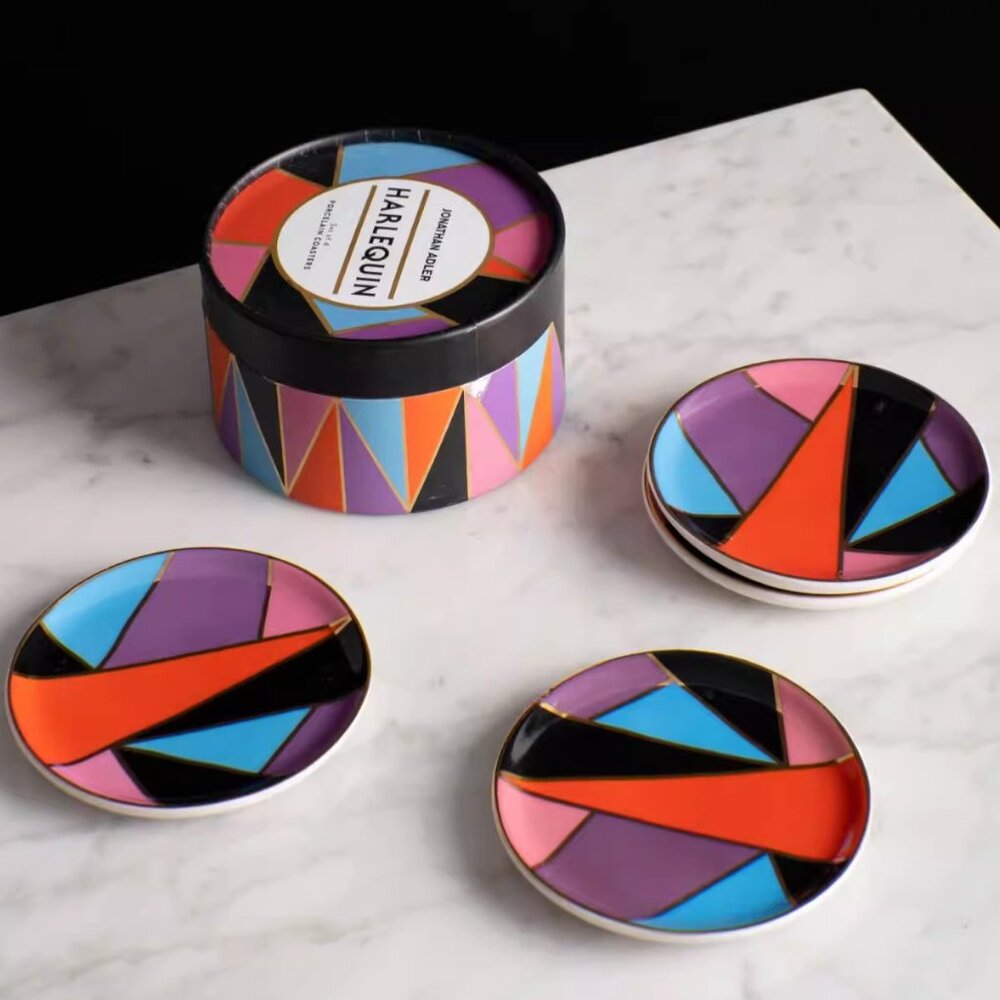 Discontinued Jonathan Adler Multicolour Harlequin Coaster, Set of 4